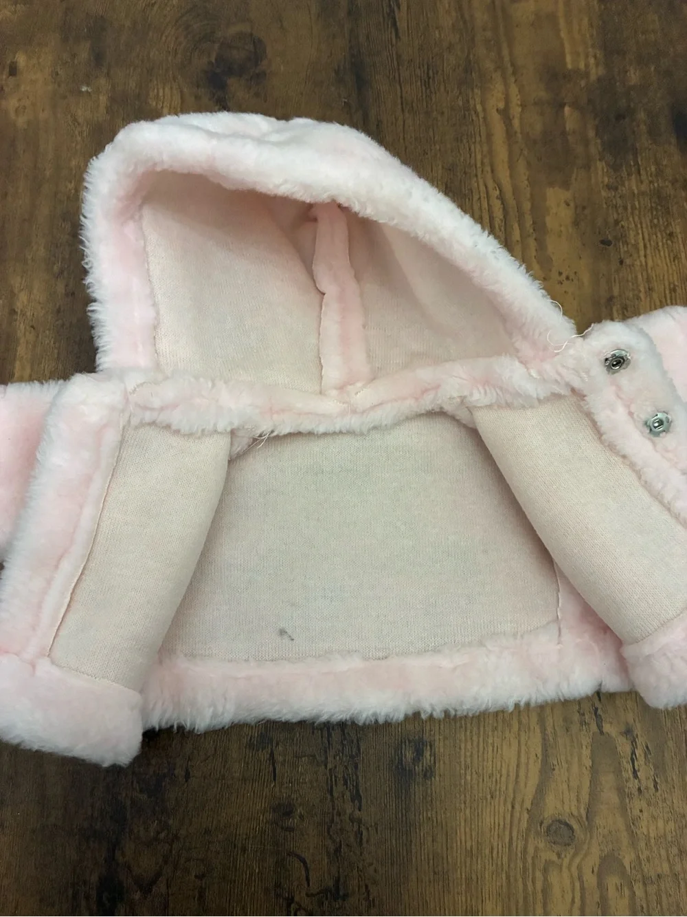 Vintage Faux Fur Hooded Doll Coat for a Larger Doll